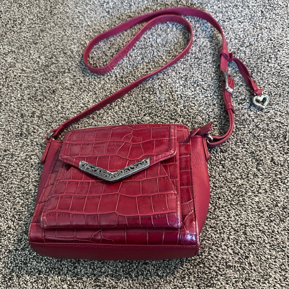Brighton Red Embossed Leather Crossbody